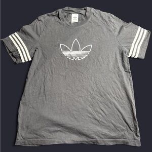 Adidas Men's Gray Tee with White Stripes